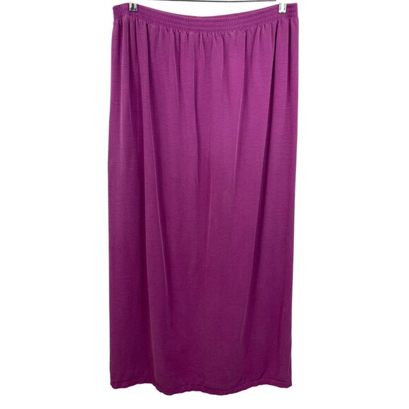 Tianello Dresses & Skirts - Tianello Purple Tencel Tunnel Midi Skirt Size M Elastic Waist Pull-On Back Slit